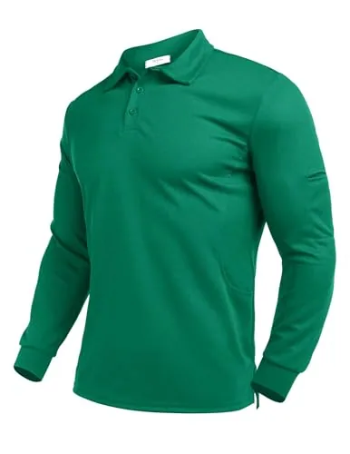 Men's Long-Sleeve Polo, Forest Green