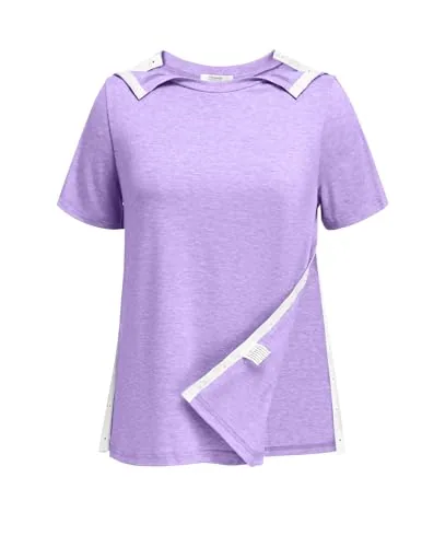 Women's Short-Sleeve Tear-Away Shirt, Purple