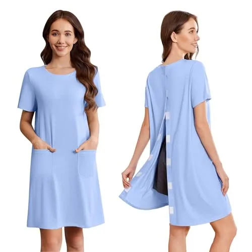 Women's Open-Back Dress, Light Blue