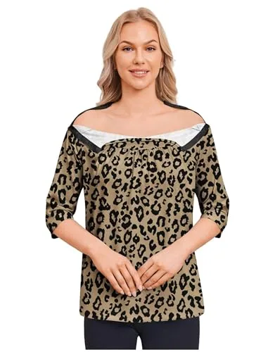Women's 3/4-Sleeve Tear-Away Shirt II, Leopard Print