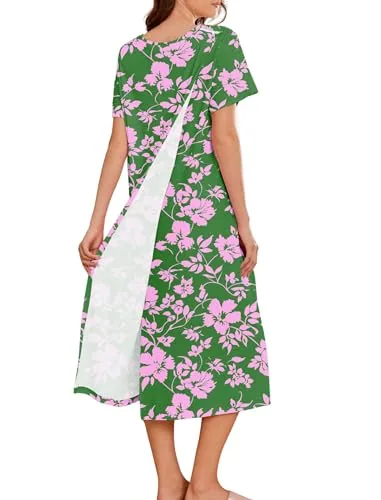 Women's Open-Back Dress III, Green Blossom