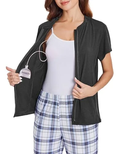 Women's Mastectomy Shirt V, Dark Gray