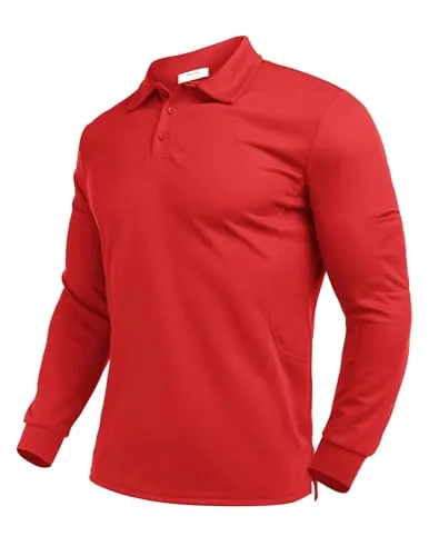 Men's Long-Sleeve Polo, Red