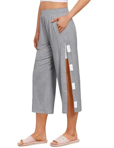 Women's Tear-Away Capri Pants, Light Grey