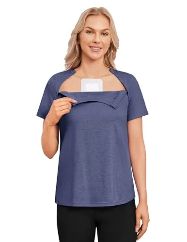 Women's Short-Sleeve Tear-Away Shirt IX, Navy Blue