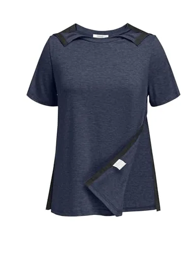 Women's Short-Sleeve Tear-Away Shirt, Blue Purple