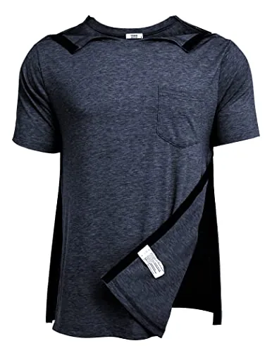 Men's Short-Sleeve Tear-Away Shirt, Navy Blue