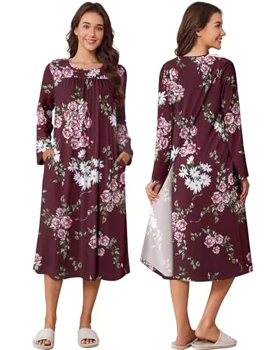 Women's Long-Sleeve Tear-Away Dress, Red Print