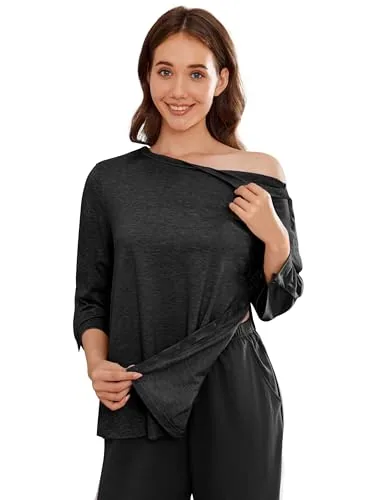 Women's 3/4-Sleeve Tear-Away Shirt, Black