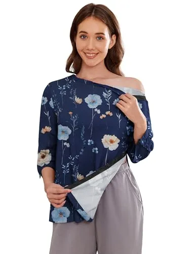 Women's Tear-Away Shirt V, Blue Print