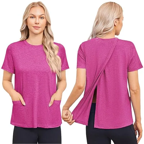 Women's Short-Sleeve Tear-Away Shirt II, Rose Red