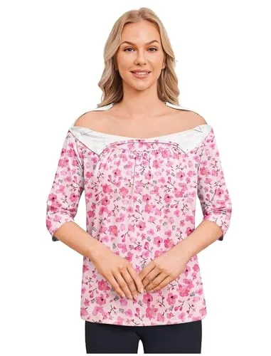 Women's 3/4-Sleeve Tear-Away Shirt II, Pink Print