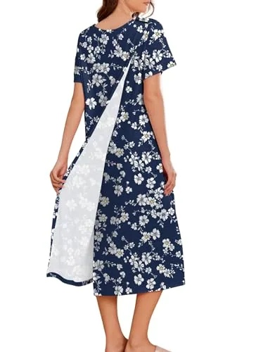 Women's Open-Back Dress III, Deep Blue Blossom