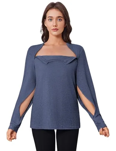 Women's Long-Sleeve Port-Access Sweatshirt, Blue Purple