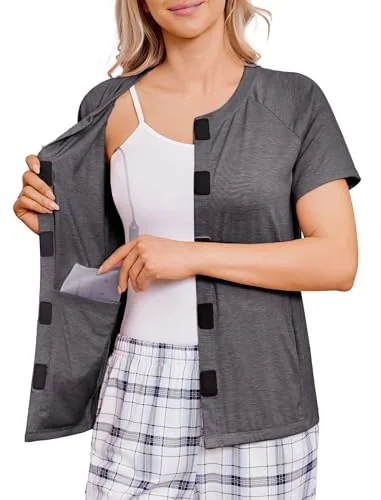 Women's Short-Sleeve Mastectomy Shirt III, Dark Gray