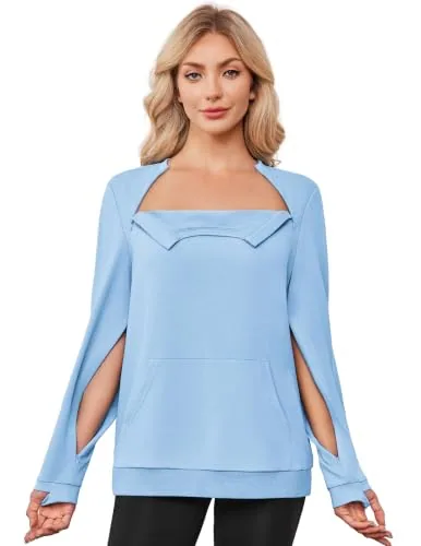 Women's Port-Access Sweatshirt, Light Blue