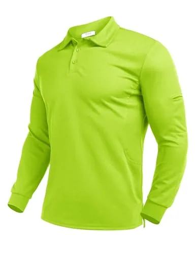 Men's Long-Sleeve Polo, Fluorescent Green