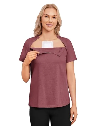 Women's Short-Sleeve Port-Access Shirt V, Red