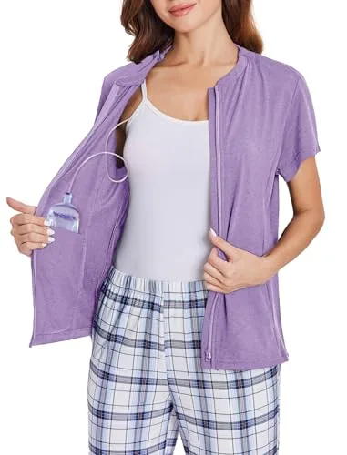 Women's Short-Sleeve Mastectomy Shirt, Purple