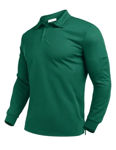 Men's Long-Sleeve Polo, Dark Green