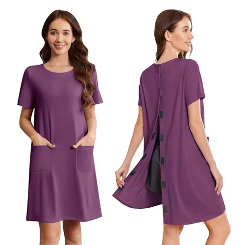 Women's Open-Back Dress, Eggplant Purple