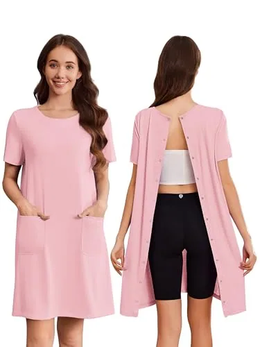 Women's Open-Back Nightgown V, Pink