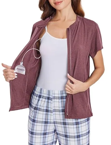 Women's Mastectomy Shirt V, Dark Red