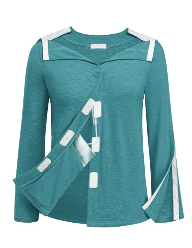 Women's Mastectomy Shirt VII, Peacock Blue