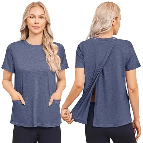 Women's Short-Sleeve Tear-Away Shirt II, Blue Purple