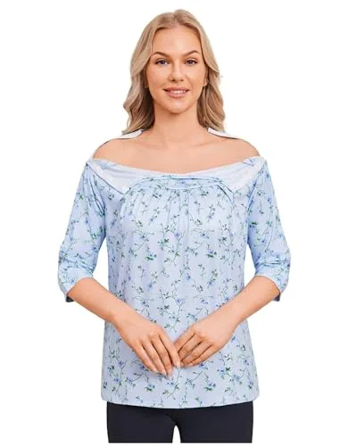 Women's 3/4-Sleeve Tear-Away Shirt II, Blue Print