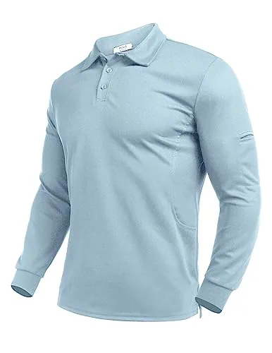 Men's Long-Sleeve Polo, Light Blue