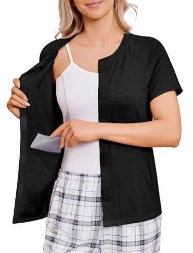 Women's Short-Sleeve Mastectomy Shirt III, Black